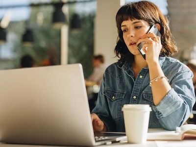 Woman on the phone with Blair Parker looking for legal support to enforce a court order for spousal support in Texas