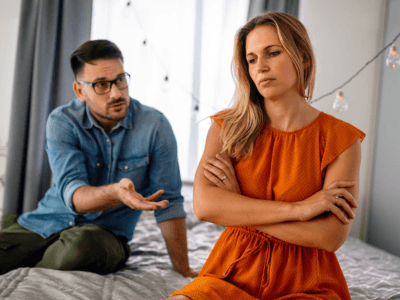 Married couple discussing a potential divorce